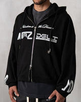 BOXY ZIPPER HOODIE - BLACK