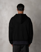 BOXY ZIPPER HOODIE - BLACK