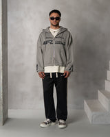 BOXY ZIPPER HOODIE - GRAY