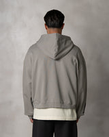 BOXY ZIPPER HOODIE - GRAY