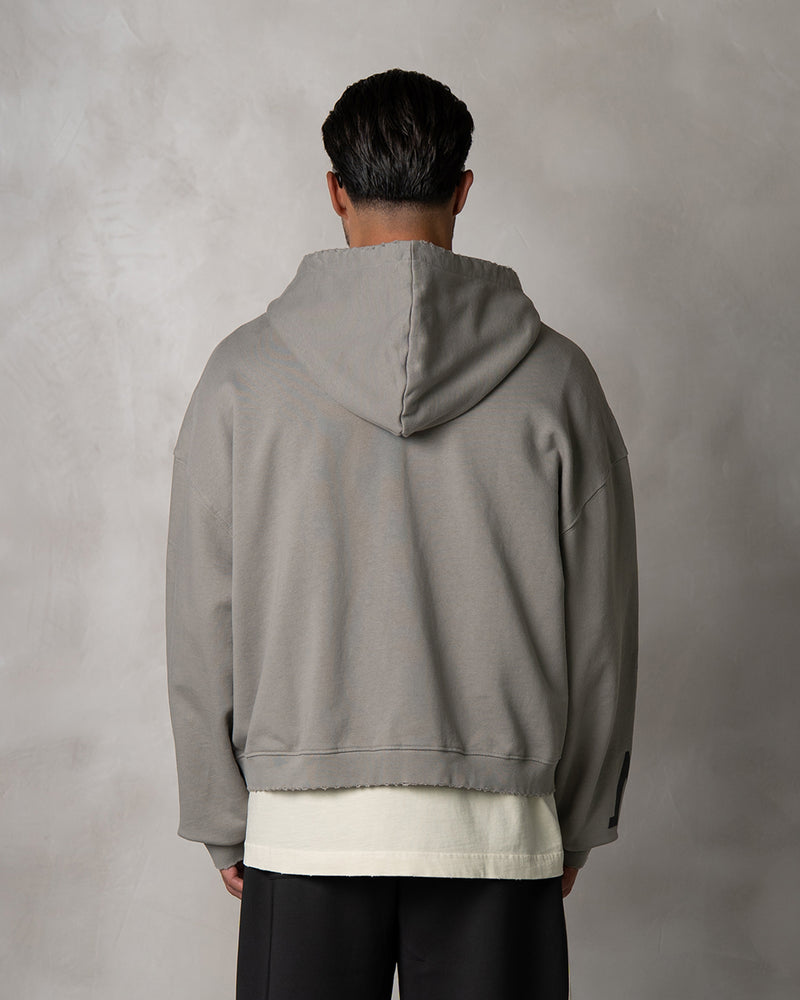 BOXY ZIPPER HOODIE - GRAY