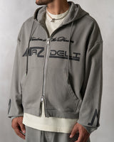 BOXY ZIPPER HOODIE - GRAY