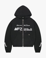 BOXY ZIPPER HOODIE - BLACK